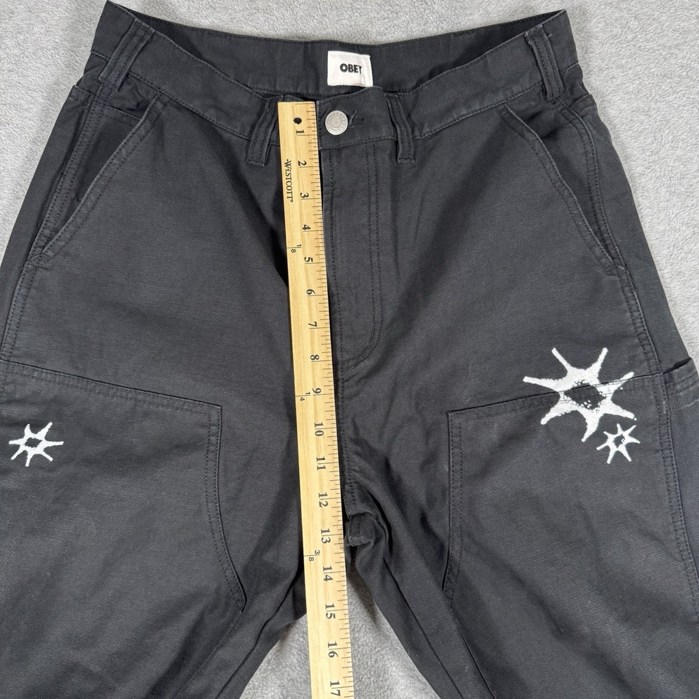 OBEY Carpenter Pants Men's 30 Black White Graphic Utility Workwear Streetwear - Picture 8 of 10